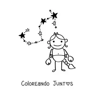Imagen para colorear de caricatura animada del signo Escorpio con su constelación