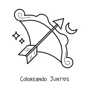 Imagen para colorear de arco del signo de Sagitario animado fácil