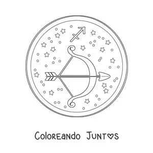 Imagen para colorear de símbolo de Sagitario con estrellas