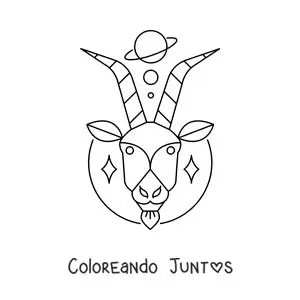 Imagen para colorear de símbolo de Capricornio animado con astros