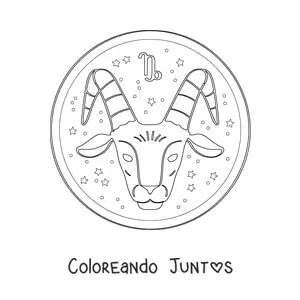 Imagen para colorear del signo zodiacal Capricornio y estrellas