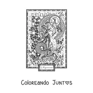 Imagen para colorear de carta del signo Capricornio