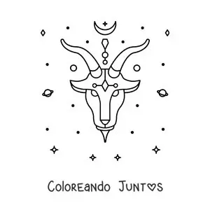 Imagen para colorear de símbolo del signo Capricornio con astros
