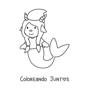 Imagen para colorear de gnomo animado infantil del signo de Capricornio