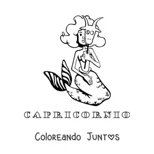 Imagen para colorear de caricatura de la mitología del signo Capricornio con su nombre