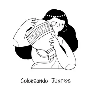 Imagen para colorear de mujer del signo Acuario animada