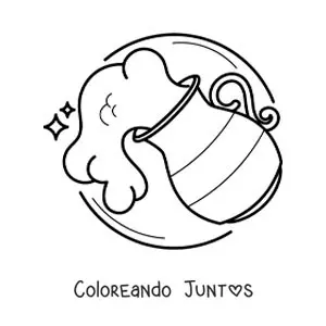 Imagen para colorear de vasija de agua del signo Acuario fácil
