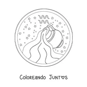Imagen para colorear de vasija con agua de Acuario con su símbolo