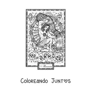 Imagen para colorear de carta del signo Acuario