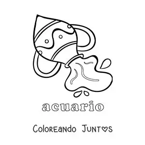Imagen para colorear de símbolo del signo Acuario con su nombre