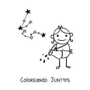 Imagen para colorear de caricatura de la mitología del signo Acuario y su constelación