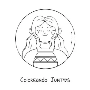Imagen para colorear de una chica animada con el símbolo de Acuario