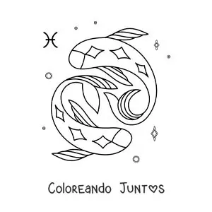 Imagen para colorear de símbolo del signo Piscis