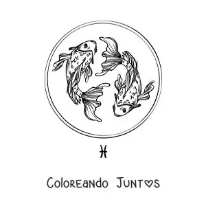 Imagen para colorear de peces del signo Piscis en estilo realista