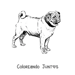 Imagen para colorear de un pug realista