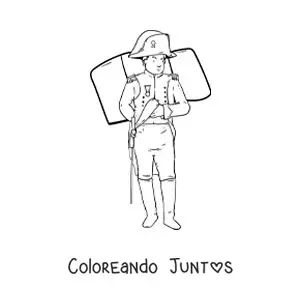 Imagen para colorear de Napoleón Bonaparte animado con la bandera de francia
