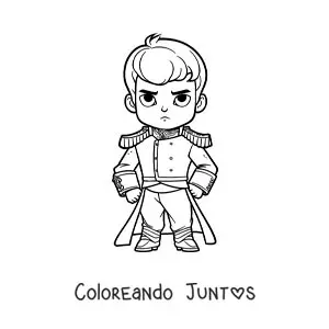 Imagen para colorear de Napoleón Bonaparte kawaii
