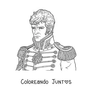 Imagen para colorear de Napoleón Bonaparte en estilo realista