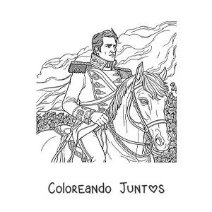 Imagen para colorear de Napoleón Bonaparte en su caballo en estilo realista