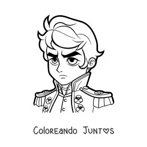 Imagen para colorear de Napoleón Bonaparte kawaii animado