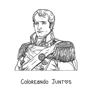 Imagen para colorear de Napoleón Bonaparte en estilo realista