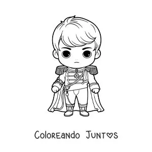 Imagen para colorear de Napoleón Bonaparte kawaii como general