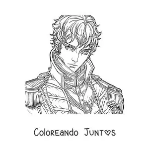 Imagen para colorear de Napoleón Bonaparte en estilo anime