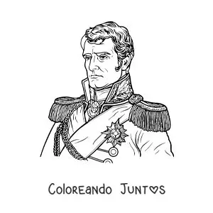 Imagen para colorear de retrato realista de Napoleón Bonaparte