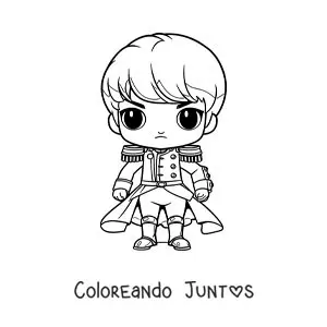 Imagen para colorear de Napoleón Bonaparte kawaii fácil
