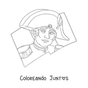 Imagen para colorear del rostro de Napoleón Bonaparte con la bandera de francia