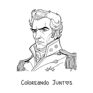 Imagen para colorear de Simón Bolívar como libertador animado