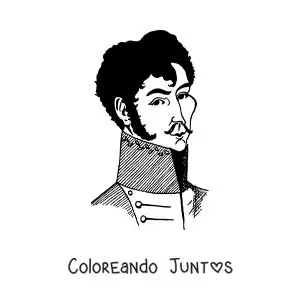 Imagen para colorear de Simón Bolívar real con bigote