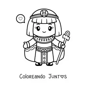 Imagen para colorear de Cleopatra animada kawaii