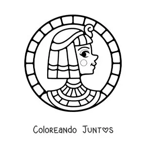 Imagen para colorear del rostro de Cleopatra animado