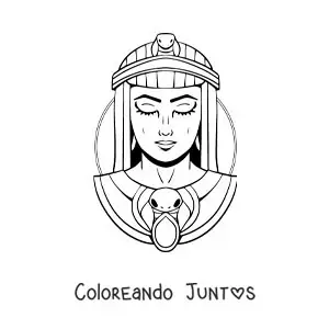 Imagen para colorear del rostro de Cleopatra del antiguo egipto