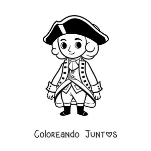 Imagen para colorear del presidente George Washington kawaii