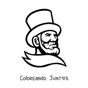 Imagen para colorear de Abraham Lincoln fácil con sombrero