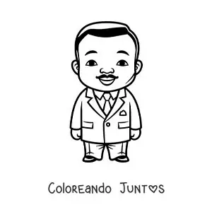 Imagen para colorear de Martin Luther King Jr kawaii