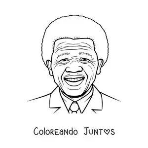 Imagen para colorear de un retrato fácil de Nelson Mandela