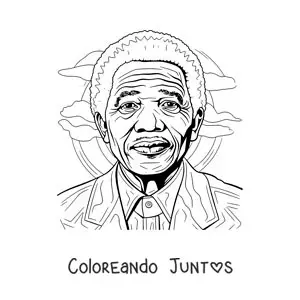 Imagen para colorear de un retrato de Nelson Mandela