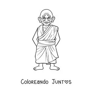 Imagen para colorear de Mahatma Gandhi animado