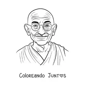 Imagen para colorear de Mahatma Gandhi sonriendo