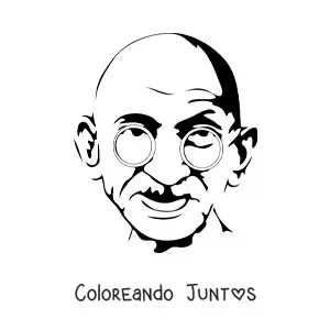 Imagen para colorear del rostro de Gandhi fácil