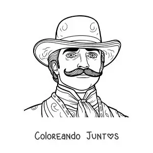 Imagen para colorear de Emiliano Zapata animado con sombrero