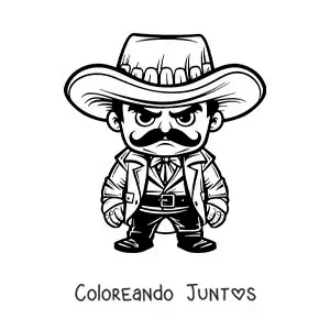 Imagen para colorear de una caricatura de Emiliano Zapata