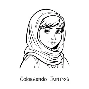 Imagen para colorear de Malala Yousafzai animada estilo anime