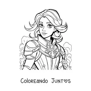 Imagen para colorear de una caricatura infantil de Juana de Arco