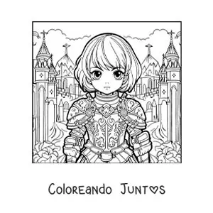Imagen para colorear de Santa Juana de Arco kawaii estilo anime