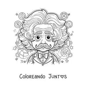 Imagen para colorear de Albert Einstein animado para niños