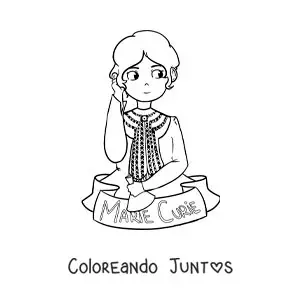 Imagen para colorear de Marie Curie animada para niños